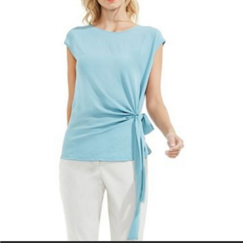 Vince Camuto | Crepe tie-front sleeveless top | Bluebell | Size L